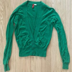 Y2K Divided by H&M Bold Green Cardigan Chunky Buttons Normcore Cottagecore Cute